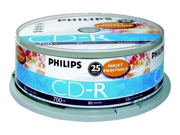 Philips CR7D5JB25 - 25 x CD-R - 700 MB (80 min) 52x - blekkstråleskrivbar overflate - spindel