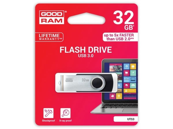 GOODRAM UTS3 - USB flash-enhet - 32 GB - USB 3.1 Gen 1 - svart
