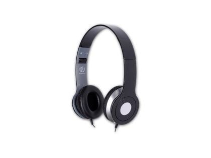 Rebeltec CITY - Hodetelefoner med mikrofon - on-ear - kablet - 3,5 mm jakk - svart