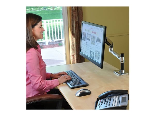 Ergotron LX - Monteringssats (vridbar arm, bordsfäste, förlängningsadapter, kransmontrad bas, 7-tums stång) - för LCD-display - polerat aluminium -...