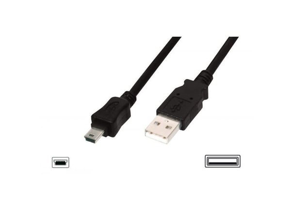ASSMANN Basic - USB-kaapeli - USB (han) til mini-USB type B (han) - USB 2.0 - 1 m - formet - lajittelu