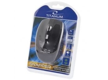 TITANUM TM105K, Høyre hendt, Optisk, RF kabel-fri, 1600 DPI, Sort