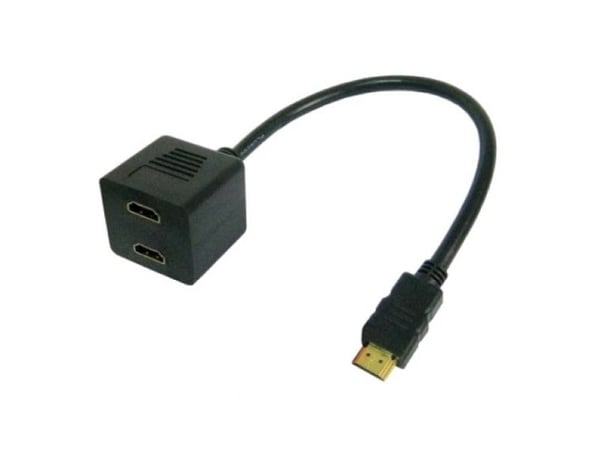 Techly 0,3 m HDMI - 2x HDMI M/F, 0,3 m, HDMI typ A (standard), 2 x HDMI typ A (standard), svart