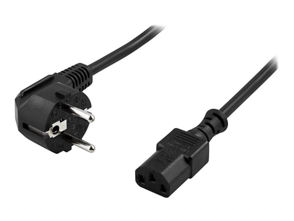 DELTACO DEL-111C - Virtajohto - virta CEE 7/7 (uros) kulmassa virtalähteeseen IEC 60320 C13 suora - AC 250 V - 10 A - 7 m - musta