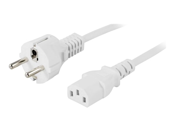 DELTACO DEL-109LV - Strömkabel - ström CEE 7/7 (hane) rak till ström IEC 60320 C13 rak - AC 250 V - 10 A - 1 m - vit