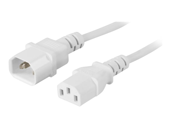 DELTACO DEL-112V - Jatkojohto - IEC 60320 C14 - IEC 60320 C13 - AC 250 V - 10 A - 1 m - suora pistotulppa - valkoinen - IEC 60320 C14 - IEC 60320 C...