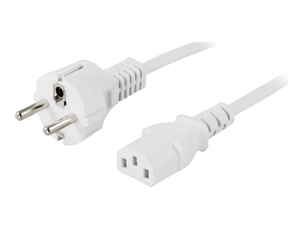 DELTACO DEL-111MV - Johdinsarja - CEE 7/7 (han) lige til IEC 60320 C13 lige - AC 250 V - 10 A - 5 m - hvid - hvid