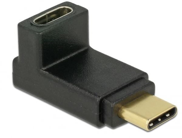 Delock - USB-adapter - USB-C (hann) til USB-C (hunn) oppvinklet - USB 3.1 Gen 2 - svart