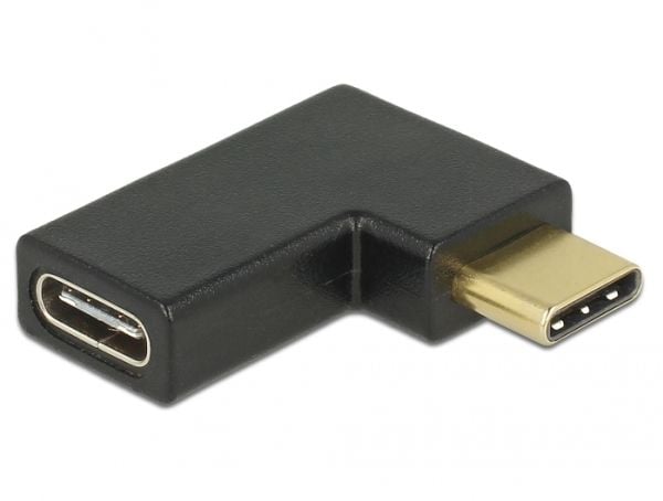 DeLOCK - USB-sovitin - USB-C (uros) - USB-C (naaras) vasen kulma - USB 3.1 Gen 2 - musta