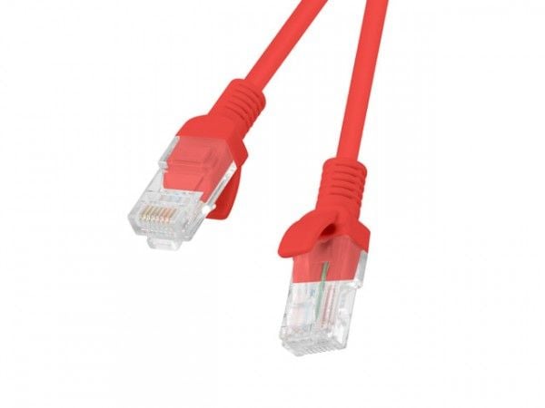 Lanberg - Patch-kabel - RJ-45 (hane) till RJ-45 (hane) - 50 cm - UTP - CAT 5e - formpressad, hakfri, tvinnad - röd, RAL 3017