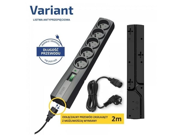 EVER Variant - Överspänningsskydd - AC 250 V - 2500 Watt - utgångskontakter: 5 - 2 m sladd