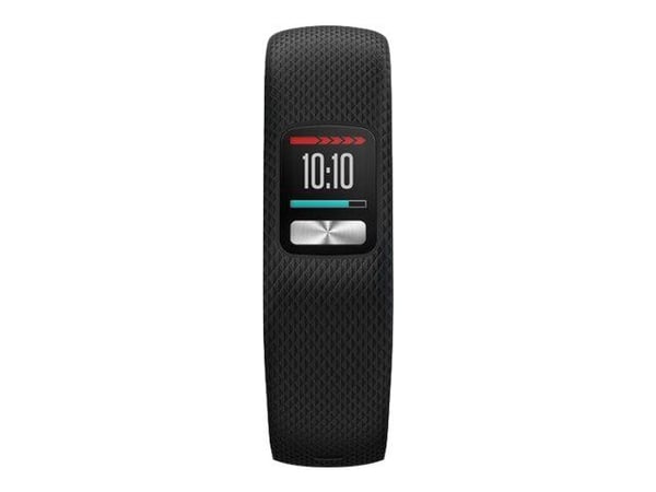 Garmin vívofit 4 - Aktivitetssporer med bånd - TPU-silikon - svart - båndbredde: S/M - åttefargers - Bluetooth, ANT+/ANT - 25 g