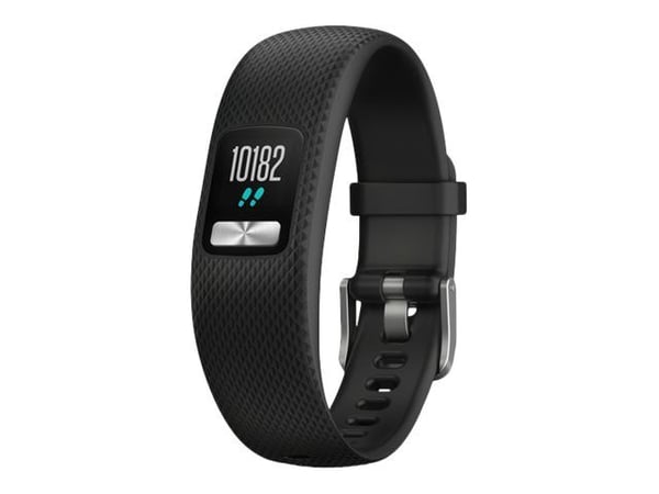 Garmin vívofit 4 - Aktivitetssporer med bånd - TPU-silikon - svart - båndbredde: S/M - åttefargers - Bluetooth, ANT+/ANT - 25 g