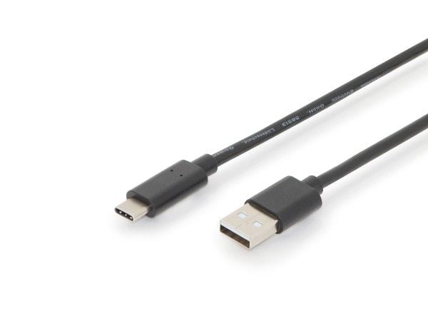 ASSMANN - USB-kabel - USB-C (hann) til USB (hann) - USB 2.0 - 3 A - 3 m - formstøpt - svart