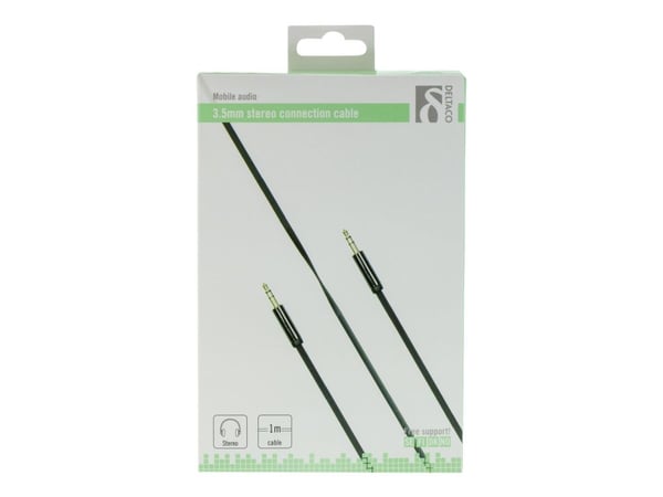 DELTACO AUD-101 - Lydkabel - mini-phone stereo 3.5 mm hann til mini-phone stereo 3.5 mm hann - 1 m - svart