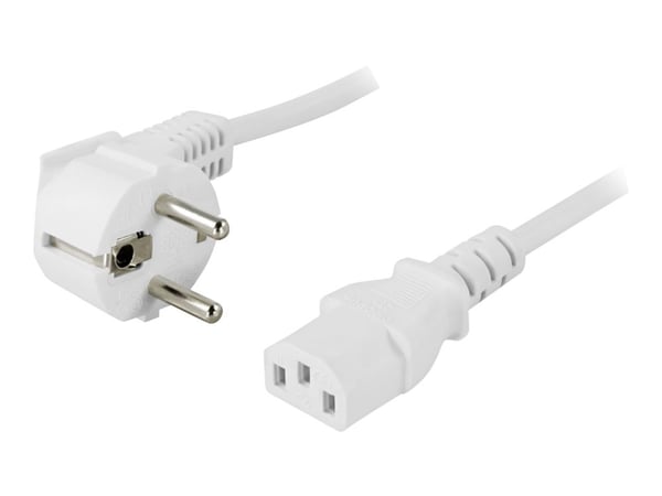 DELTACO DEL-111V - Johdinsarja - CEE 7/7 (han) vinklet til IEC 60320 C13 lige - AC 250 V - 10 A - 5 m - hvid