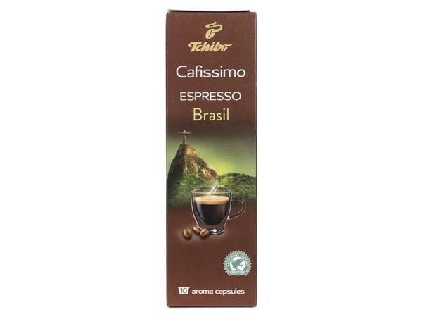 Tchibo Espresso Brasil Beleza, Kaffe kapsyl, Espresso, Mørkbrent, Brun, Grønn, 10 stykker, Boks
