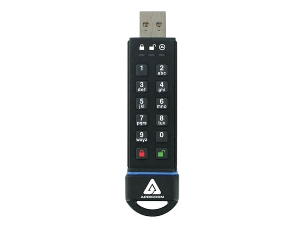 Apricorn Aegis Secure Key 3.0, 480 GB, USB A-tyyppi, 3.2 Gen 1 (3.1 Gen 1), 195 MB/s, Suojus, Musta