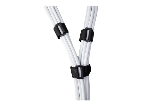 Deltaco CM10S, Hook & loop cable tie, Velcro, Musta, 4 cm, 18 cm, 20 mm