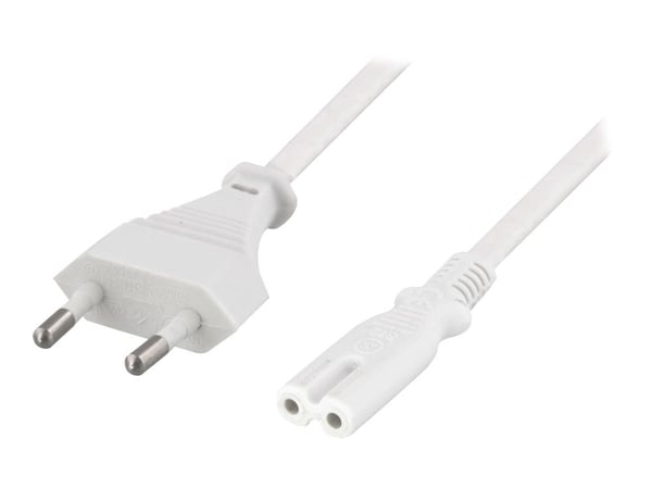DELTACO DEL-109JP - Johdinsarja - Europlug (han) lige til IEC 60320 C7 lige - AC 250 V - 2.5 A - 10 m - kova - hvid