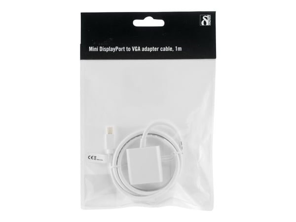 DELTACO - DisplayPort-kabel - Mini DisplayPort (hann) til HD-15 (VGA) (hunn) - 1 m - hvit