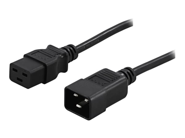DELTACO DEL-112PA - Jatkojohto verkkovirralle - IEC 60320 C19 - IEC 60320 C20 - AC 250 V - 16 A - 3 m - suora liitin - musta