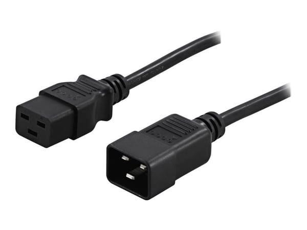 DELTACO - Jatkojohto sähköjohdolle - IEC 60320 C19 - IEC 60320 C20 - AC 250 V - 16 A - 1 m - suora liitin - musta