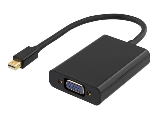 DELTACO DP-VGA13 - DisplayPort-sovitin - Mini DisplayPort (han) til HD-15 (VGA), ministik, Micro-USB Type B (kun strøm) (hun) - 25 cm - lajittelu