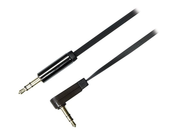 DELTACO AUD-121 - Lydkabel - mini-phone stereo 3.5 mm hann til mini-phone stereo 3.5 mm hann - 1 m - svart - 90° kontakt