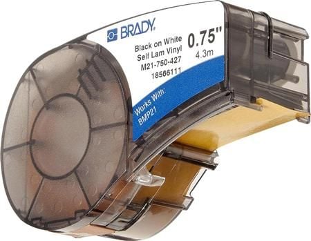 Brady M21-750-427, Läpikuultava, Valkoinen, Itse kiinnittyvä tulostintarra, Vinyyli, Lämpösiirto, Akryyli, Kiinteä