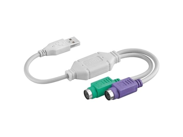 Akyga - Tastatur- / musadapter - PS/2 (hunn) til USB (hann) - 25 cm - hvit