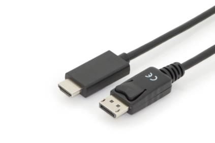 ASSMANN - Adapterkabel - DisplayPort hann låsing til HDMI hann - 2 m - trippel beskyttelse - svart - formstøpt, 4K-støtte, smekklås