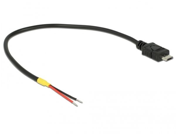 Delock - Strømkabel - Micro-USB type B (kun strøm) (hann) til uisolert tråd - 20 cm - svart