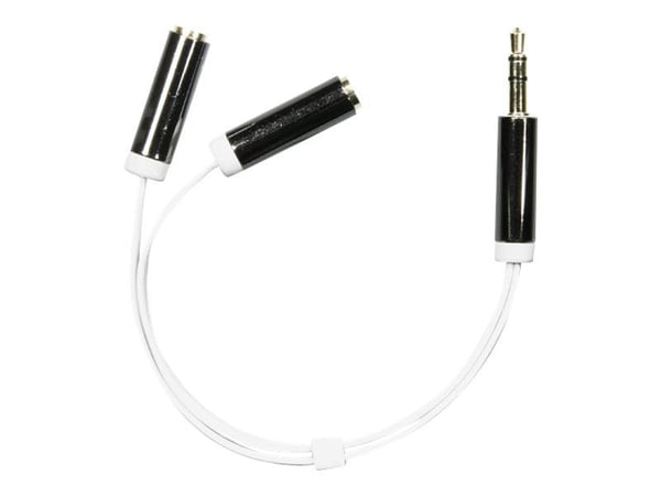 DELTACO AUD-206 - Audio splitter - stereo mini jack (hun) til stereo mini jack (hann) - 10 cm - hvit