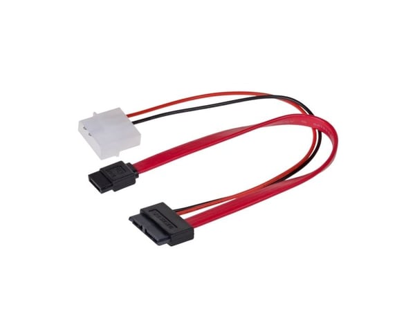 Akyga - SATA-kabel - 4 pin intern effekt, SATA till SATA-kombination (hona) - 20 cm - svart, röd
