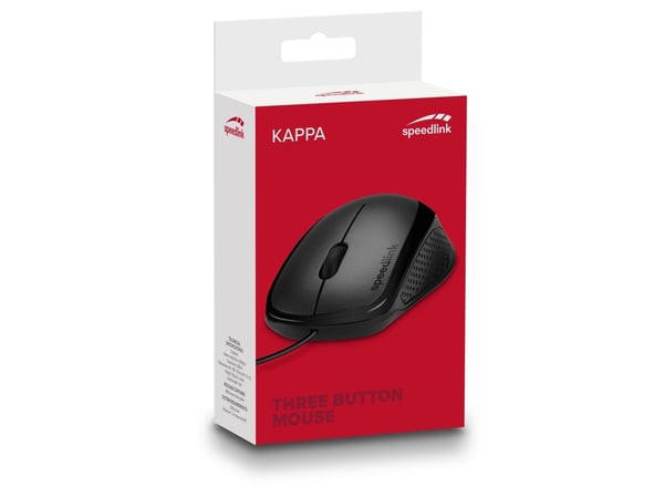 SPEEDLINK KAPPA Mouse - Mus - høyrehendt - optisk - 3 knapper - kablet - USB - svart