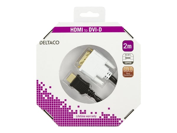 DELTACO - Adapterkabel - enkeltlenke - HDMI hann til DVI-D hann - 2 m - svart