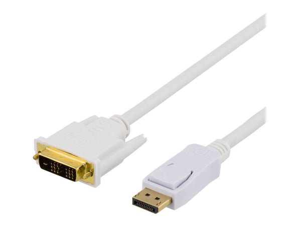 DELTACO - DisplayPort-kabel - enkeltlenke - DisplayPort (hann) til DVI-D (hann) - 1 m - hvit