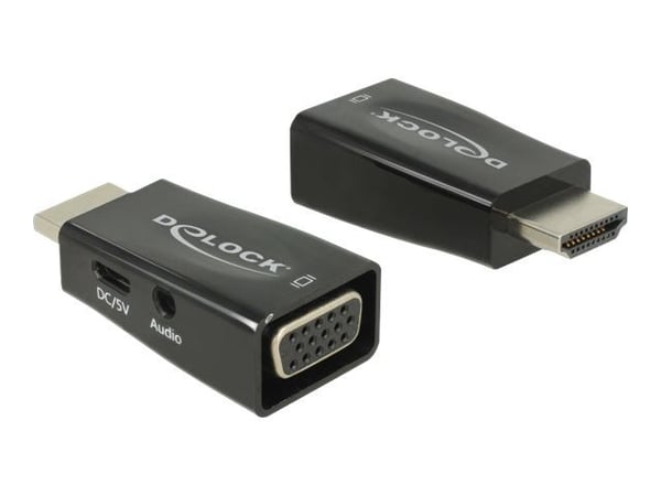 Delock Adapter HDMI-A male > VGA female with Audio - Videokonverter - HDMI - VGA - svart
