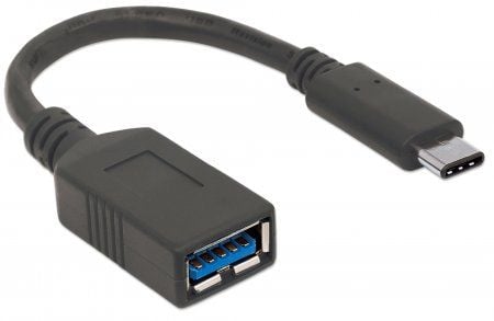 Manhattan 355285, 0,15 m, USB C, USB A, USB 3.2 Gen 1 (3.1 Gen 1), 5 Gbit/s, Sort