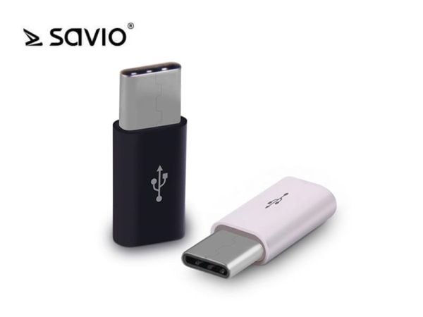 SAVIO AK-31/B - USB-adapter - USB-C (hane) till mikro-USB typ B (hona) - svart
