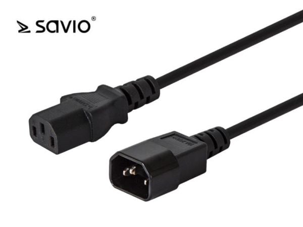 SAVIO CL-99 - Jatkojohto verkkovirralle - IEC 60320 C14 - IEC 60320 C13 - 250 V - 10 A - 1,2 m - musta