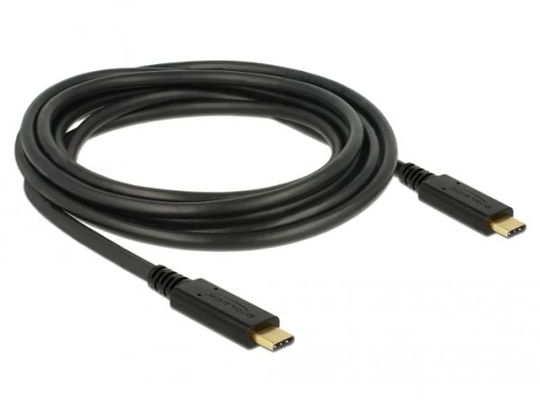 Delock - USB-kabel - USB-C (hann) til USB-C (hann) - USB 2.0 - 5 A - 3 m - svart