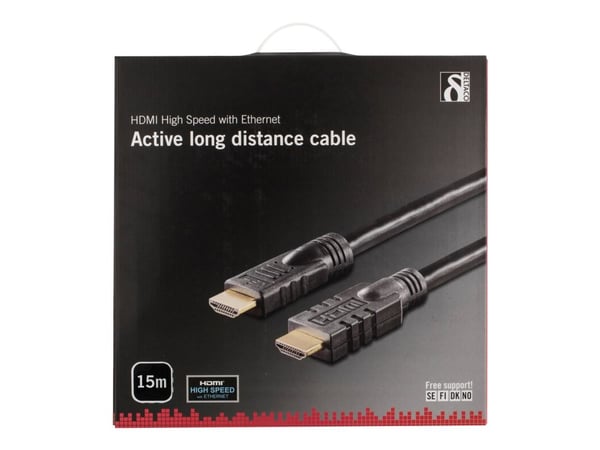 DELTACO HDMI-1150 - HDMI-kabel med Ethernet - HDMI hann til HDMI hann - 15 m - svart