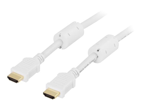 DELTACO HDMI-1030A - HDMI-kaapeli Ethernet-yhteydellä - HDMI-uros HDMI-uros - 3 m - valkoinen - valkoinen