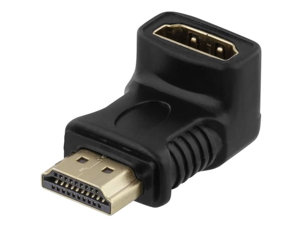 DELTACO HDMI-14G - HDMI-adapter - HDMI hann til HDMI hunn - svart - vinklet