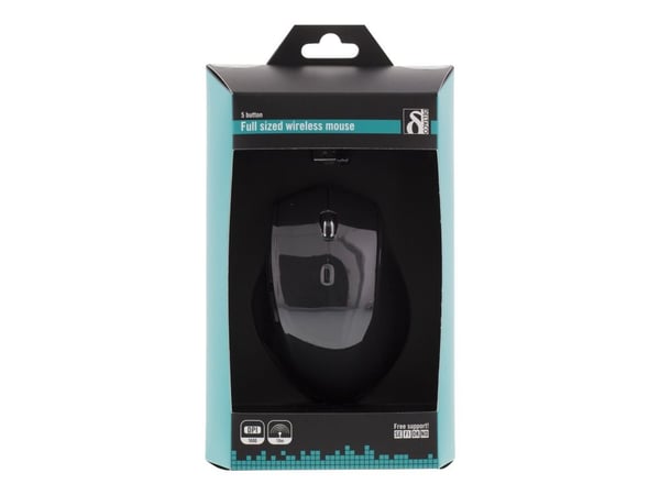 DELTACO MS-805 - Mus - optisk - 5 knapper - trådløs - USB trådløs mottaker - svart
