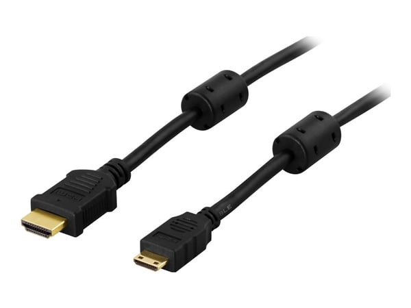 DELTACO - HDMI-kabel med Ethernet - HDMI hann til 19 pin mini HDMI Type C hann - 5 m - svart