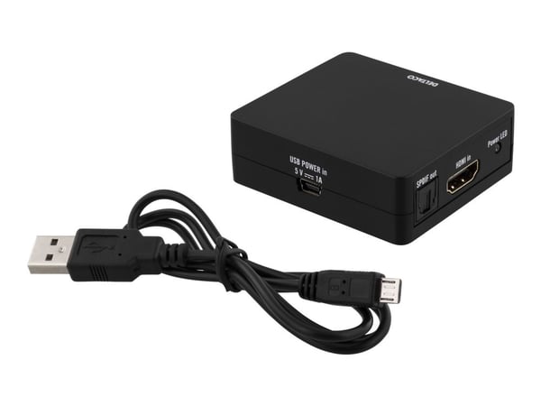 DELTACO HDMI-7038 - HDMI-lydsignalutskiller - svart