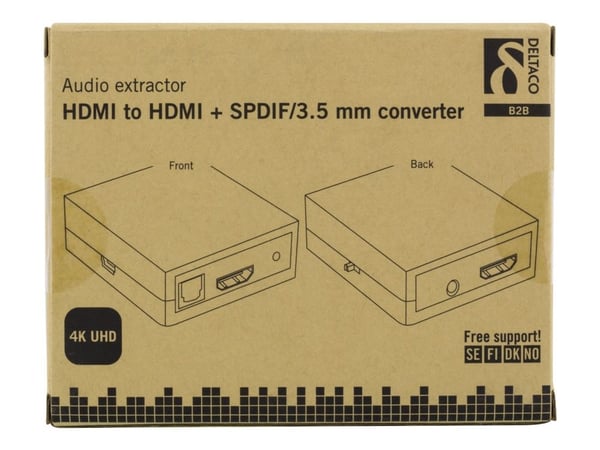 DELTACO HDMI-7038 - HDMI-lydsignalutskiller - svart